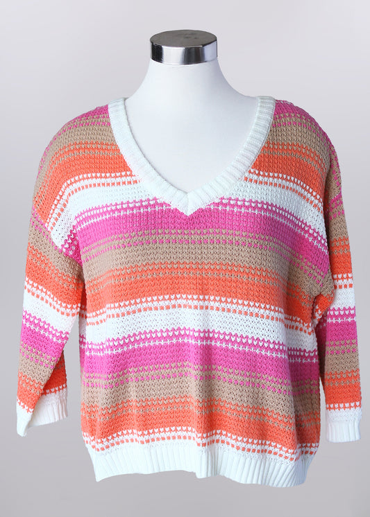 Striped V-Neck Sweater
