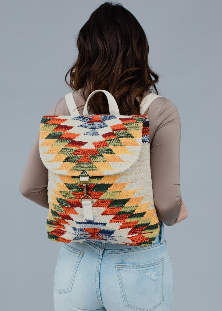 Woven Tan Aztec Backpack
