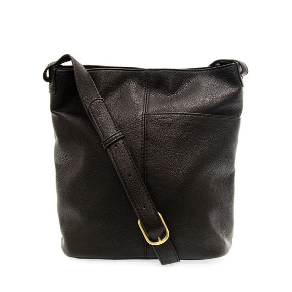 Black: Bindi Front Slip Pocket Bucket Crossbody Bag