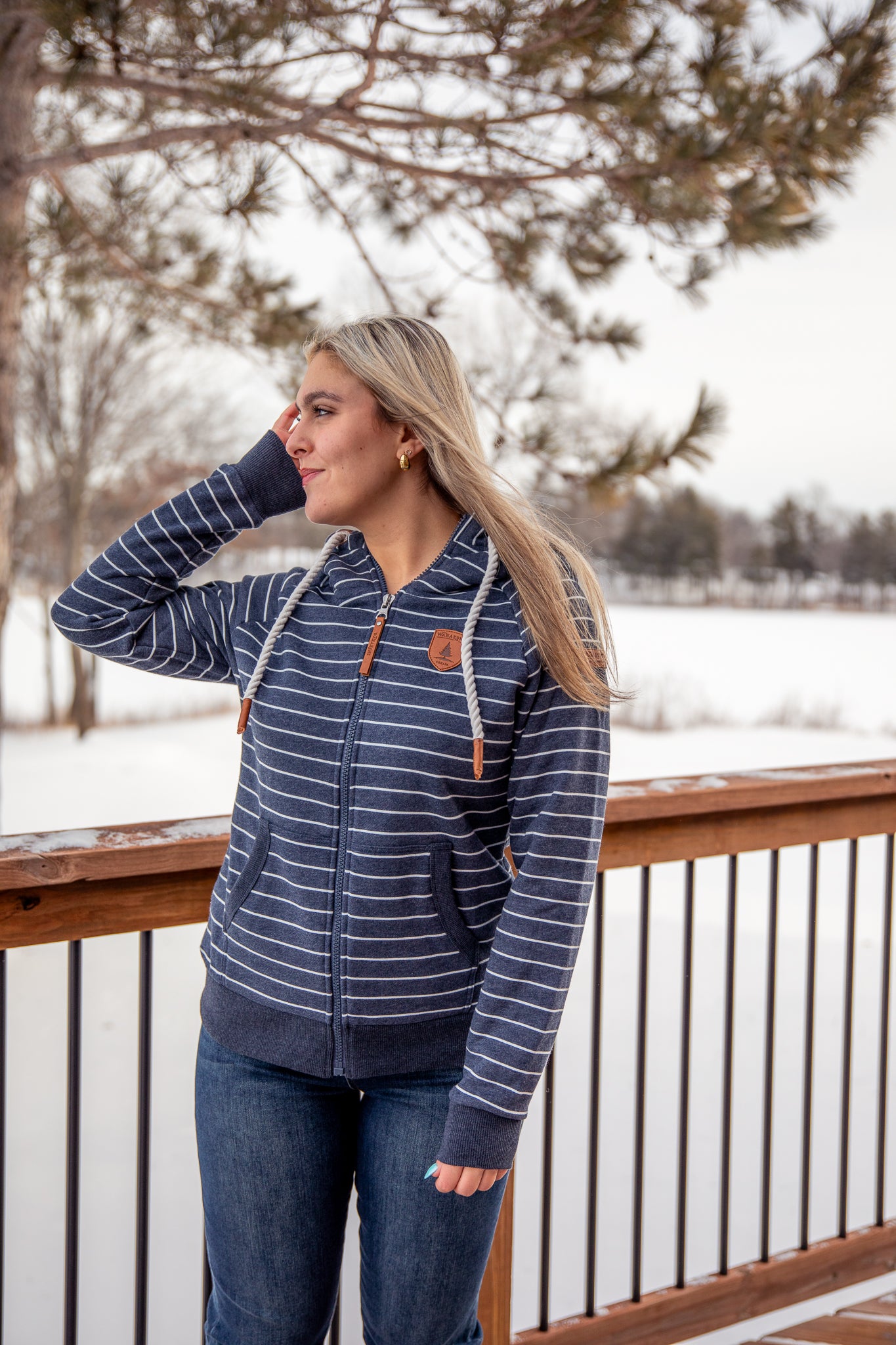 Hera stripe zip hood sweatshirt