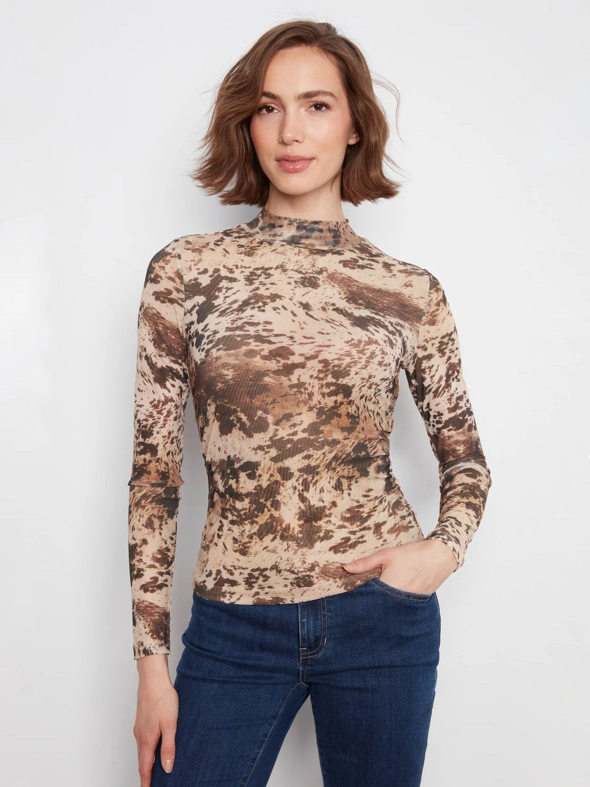 Mesh Mock Neck Top