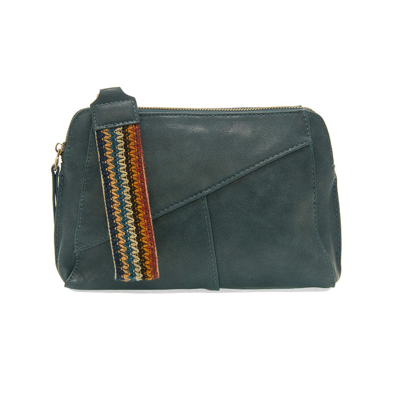 Gigi Crossbody With Woven Wristlet Strap - Azure