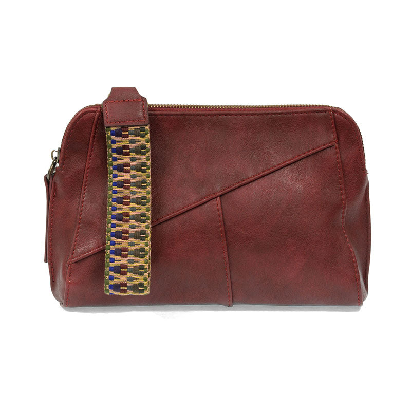 Gigi Crossbody With Woven Wristlet Strap - Sangria