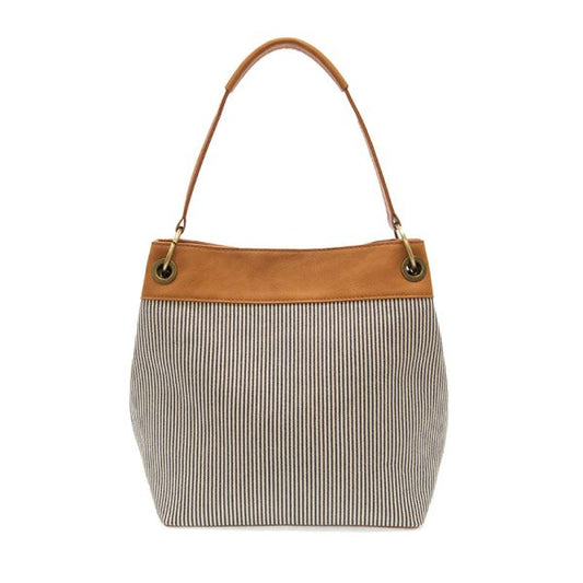 Laurel Canvas Pinstripe Denim Shoulder Bag