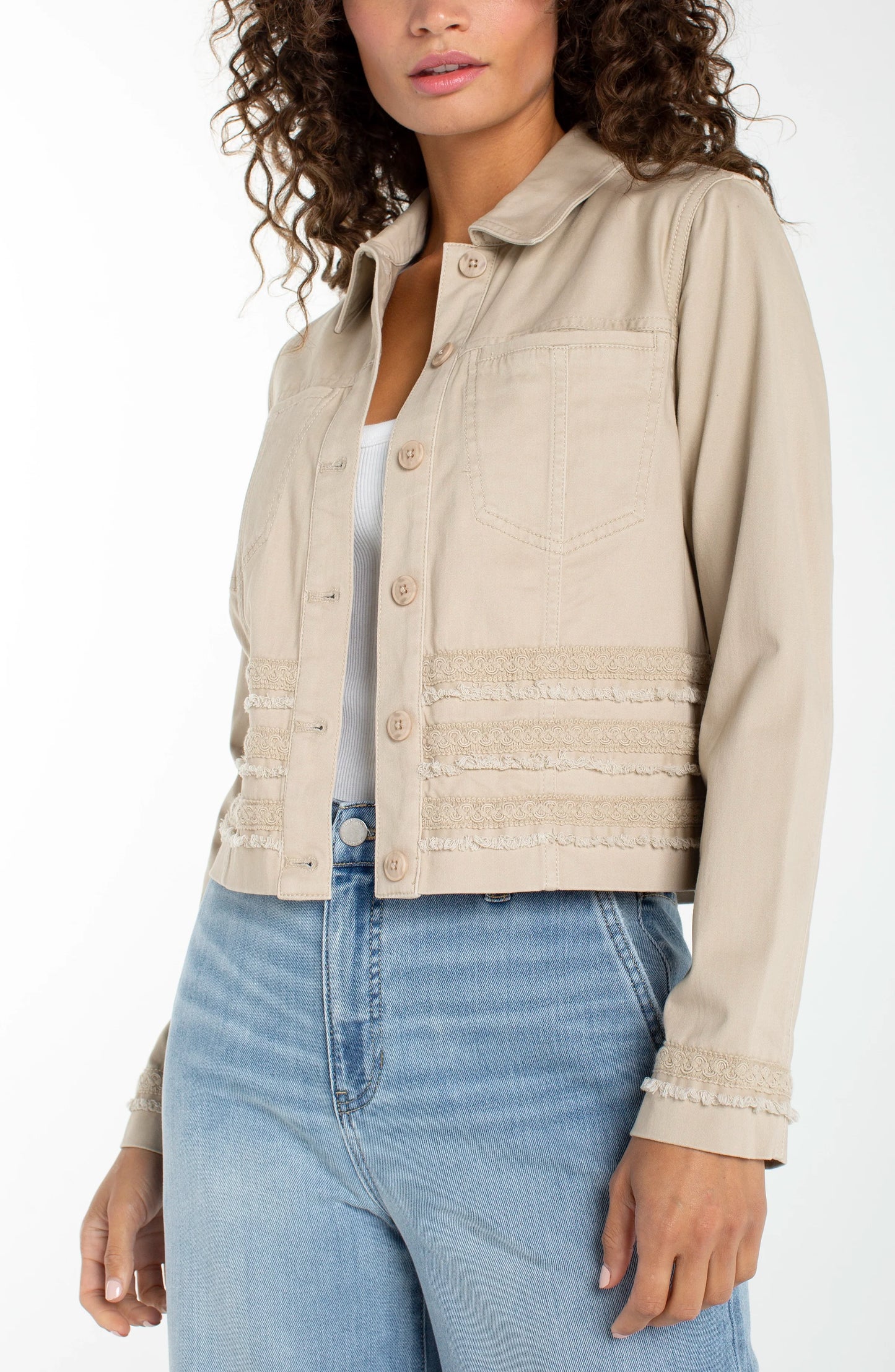Trucker Jacket w/Fray & Lace