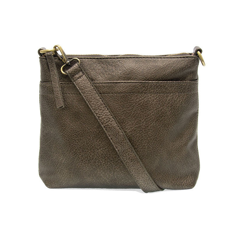 Layla Top Zip Crossbody Bag - Metallic Pewter