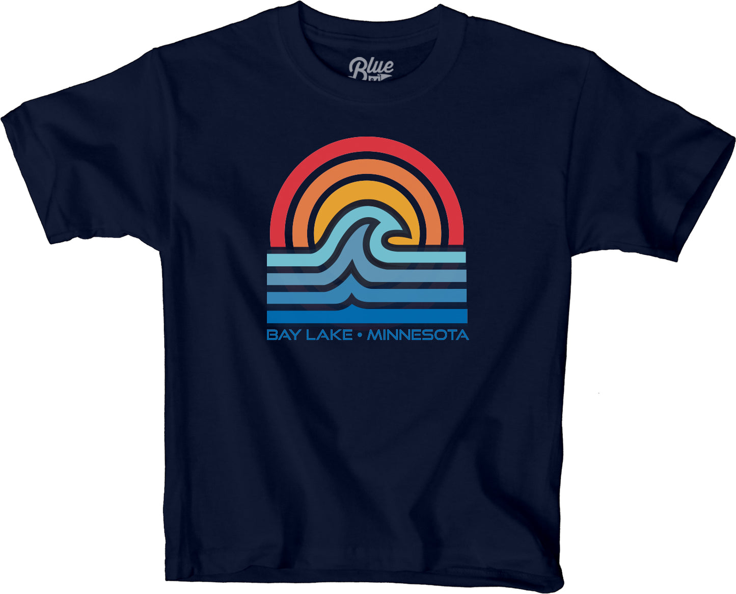 Bay Lake Youth Aragonite Wave Tee - Navy