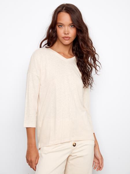 Foiled 3/4 Sleeve Top