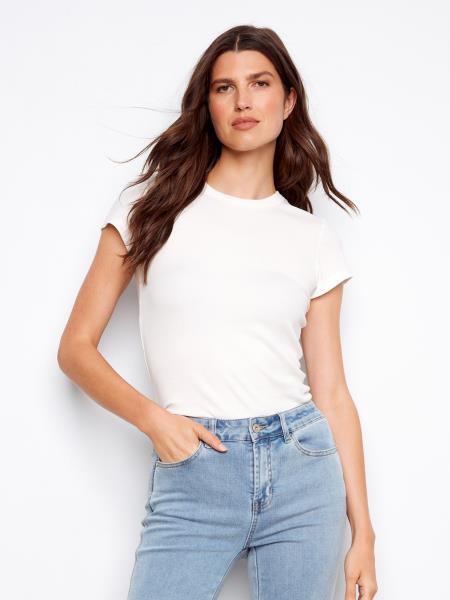 Ribbed Crew Neck T-Shirt