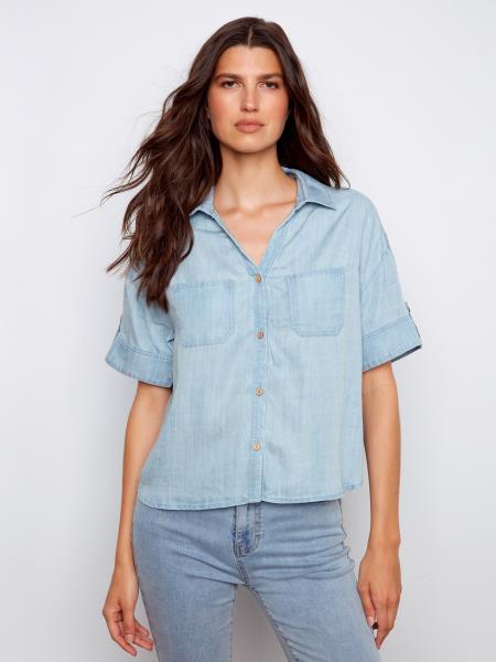 Button Front Short Sleeve Shirt
