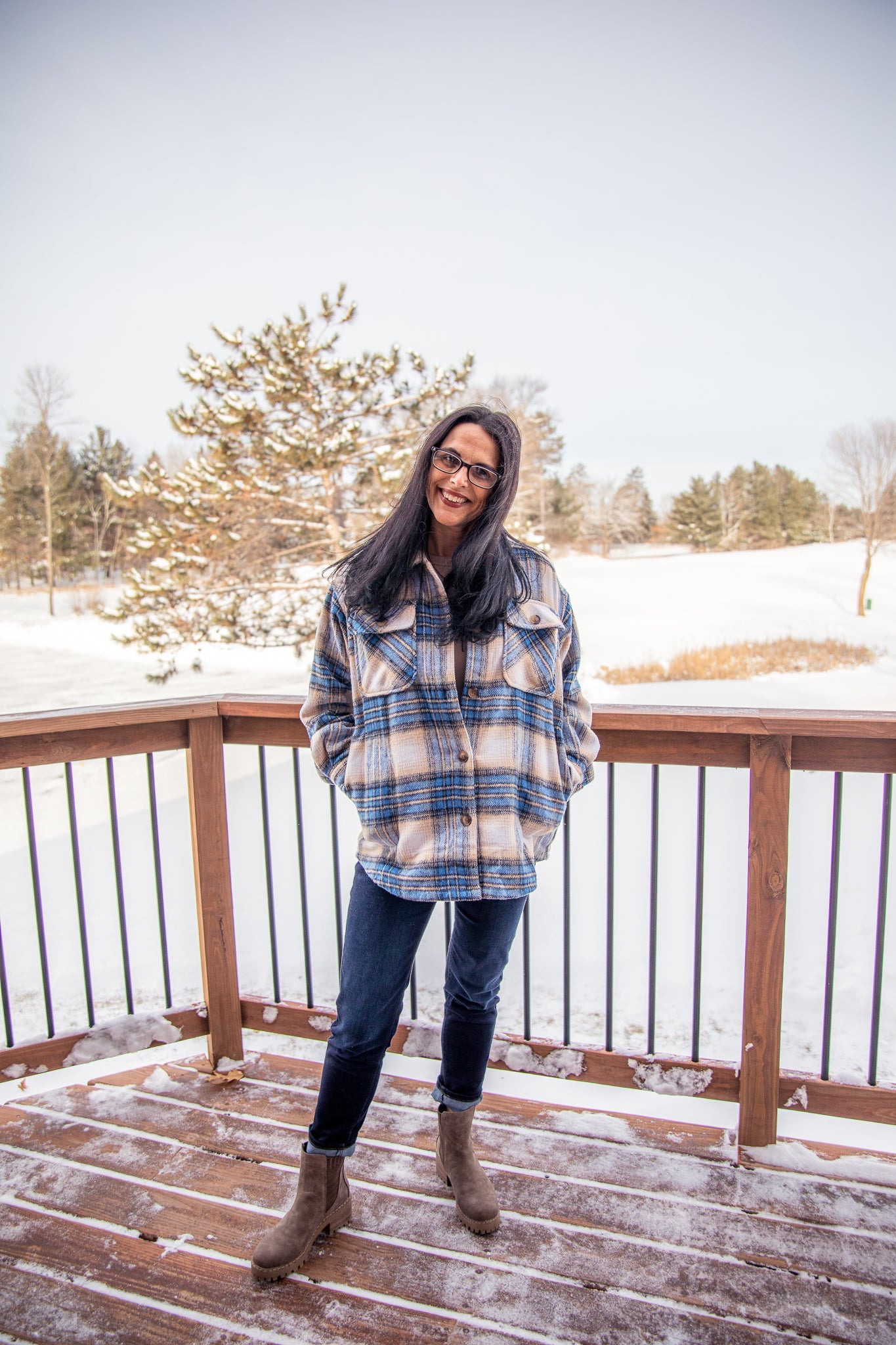 Blue and Tan Shacket