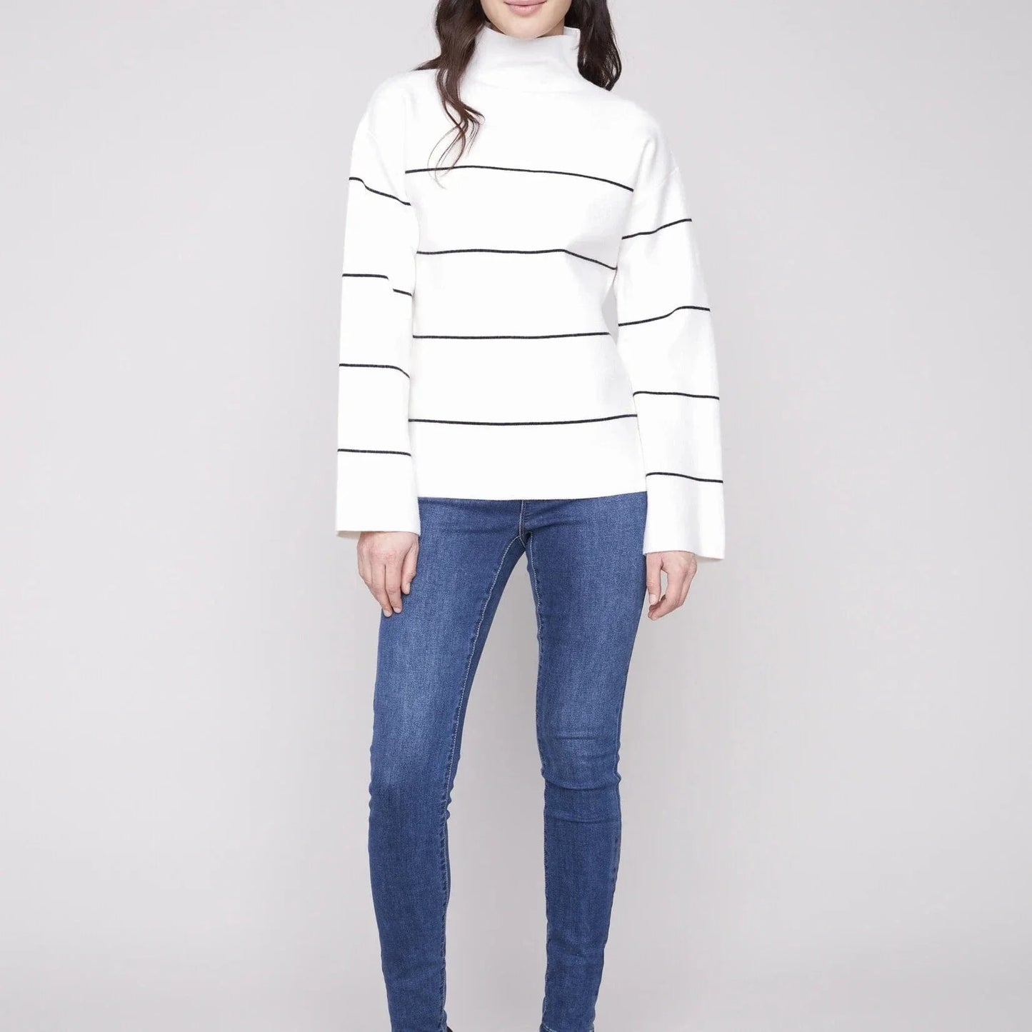 Striped Funnel Neck Sweater