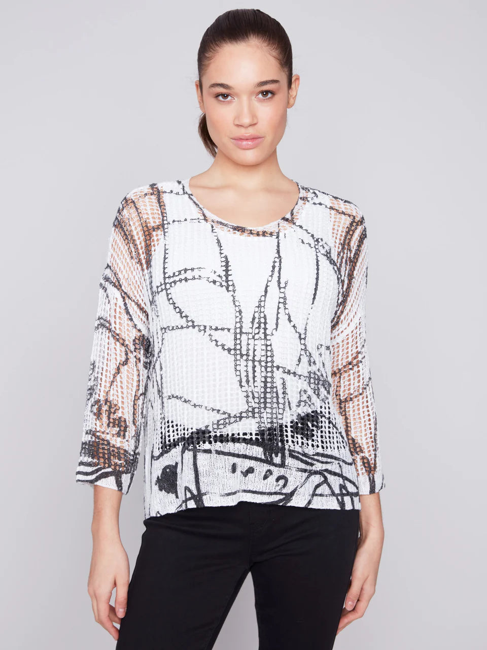 Pepper Fishnet 3/4 Sleeve Dolman Top