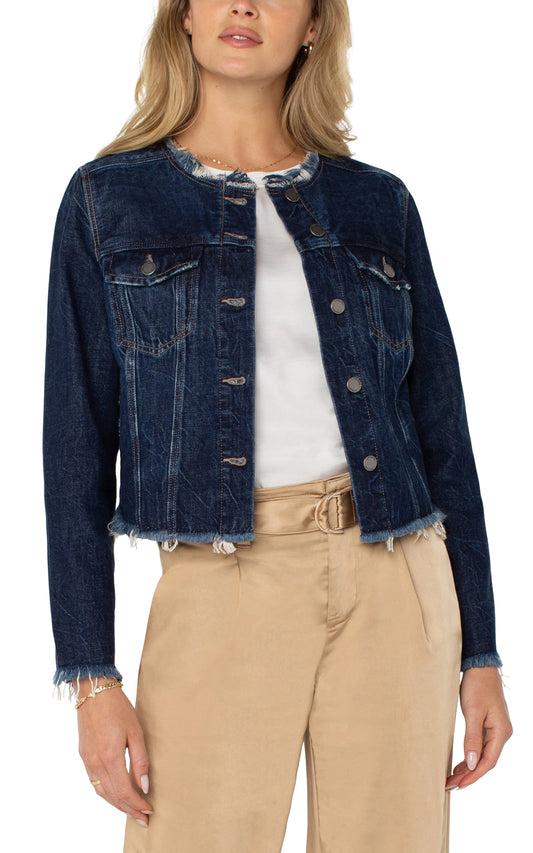 Jean Jacket w/Frayed Hem