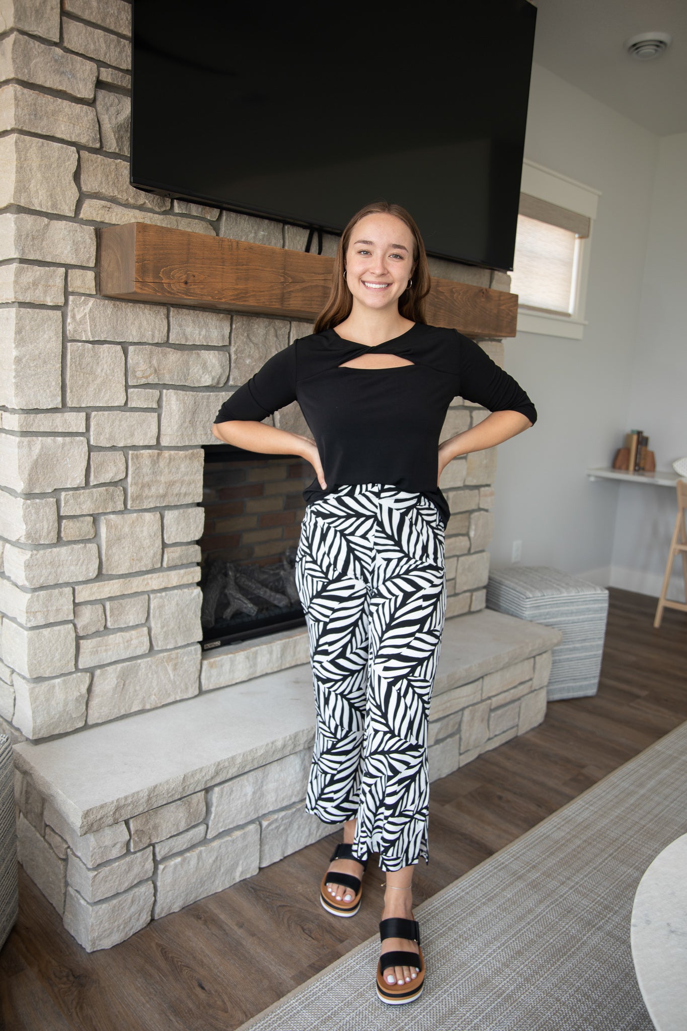 Black Twist Knit Scoop Top