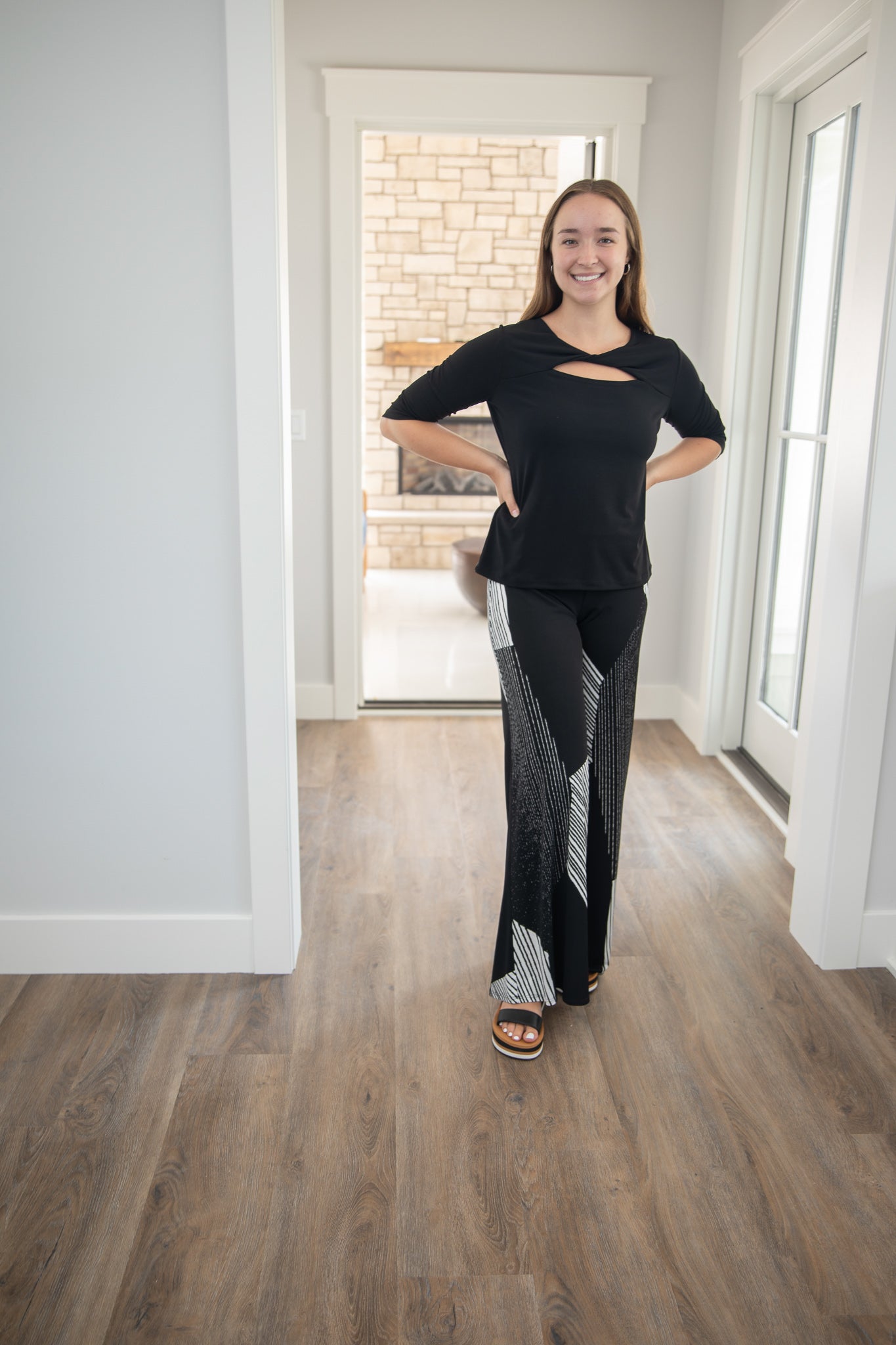 Black Twist Knit Scoop Top