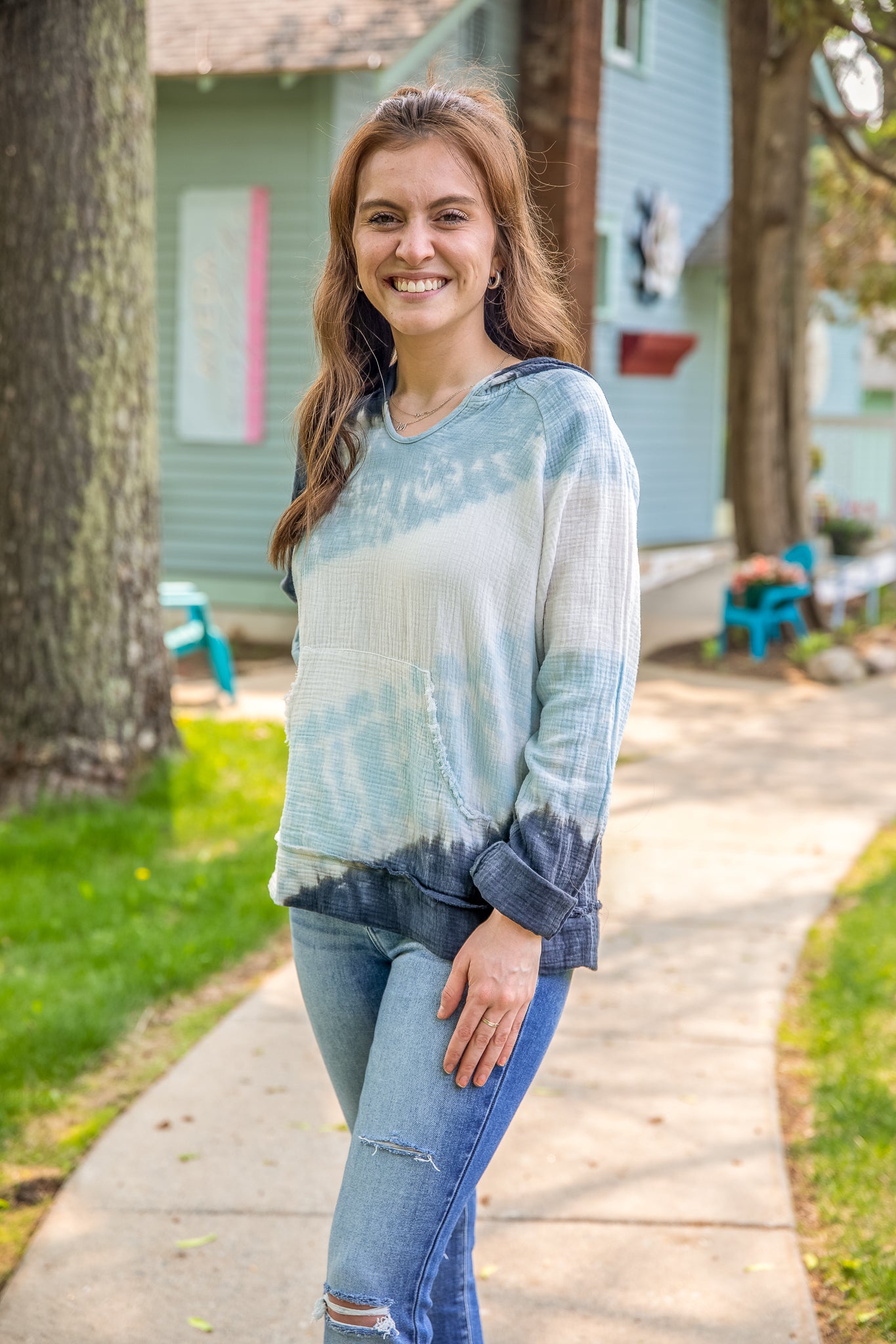 Long Sleeve Tie Dye Cotton Hoodie