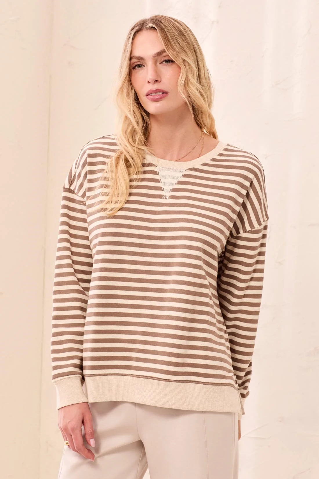 Long Sleeve Stripe Crew Neck