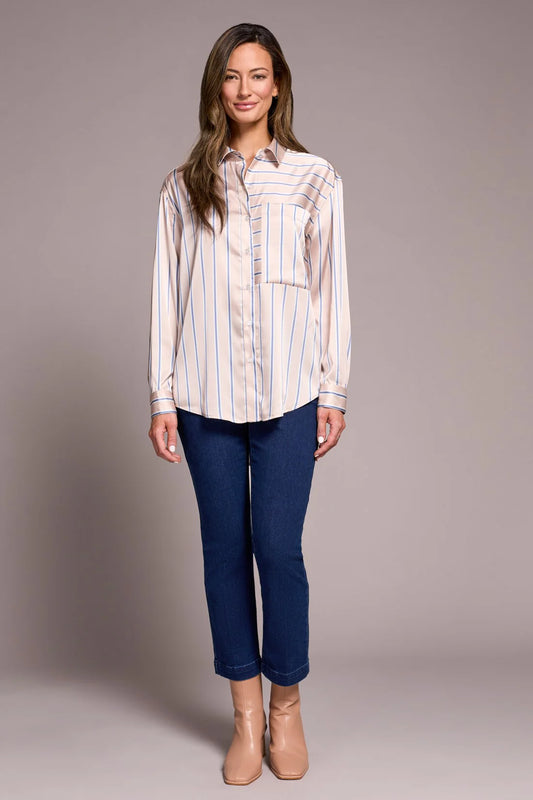 Printed Satin Collared Shirt
