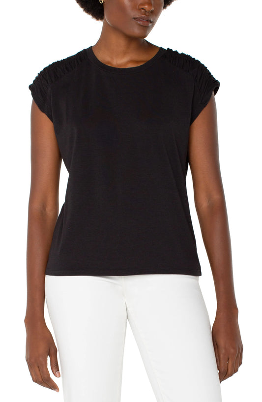 Smocked Shoulder Raglan Knit Top
