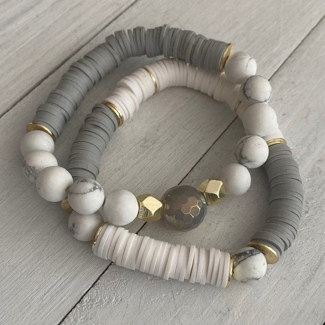 White, Grey and Gold Bracelet