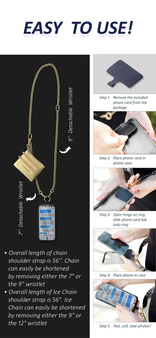 Silver Clip & Go Chain with Pouch