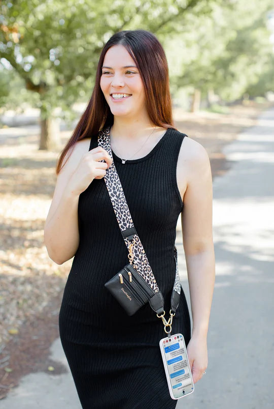 Leopard Clip & Go Strap with Pouch