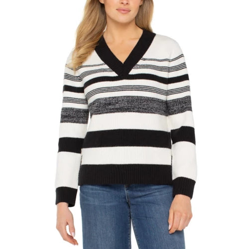 V-Neck Stripe Sweater