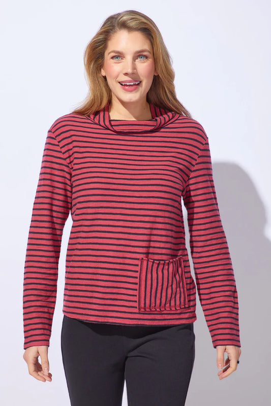 Santa Barbara Stripe Funnel Neck