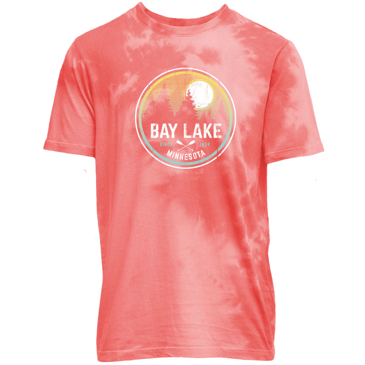 Bay Lake Abstract Tie Dye Tee - Coral