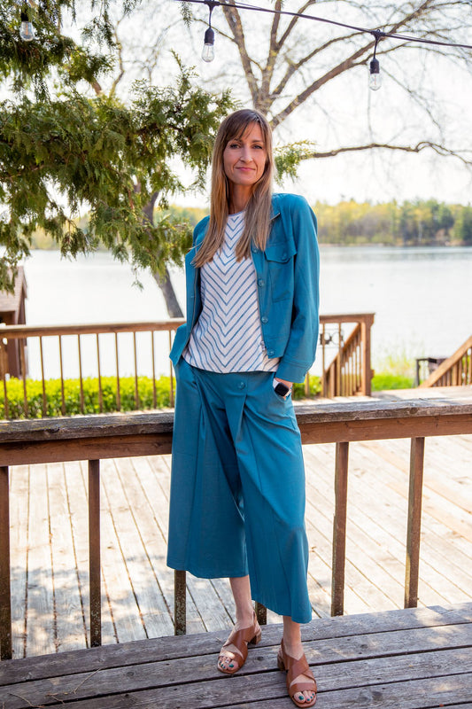 Ocean Blue Crop Wide Leg Pant