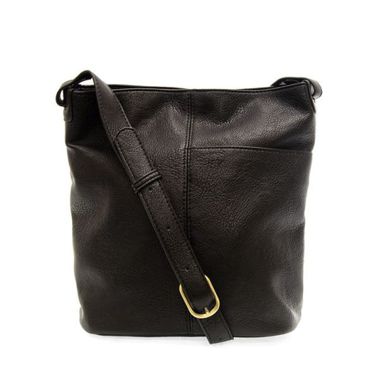 Black: Bindi Front Slip Pocket Bucket Crossbody Bag