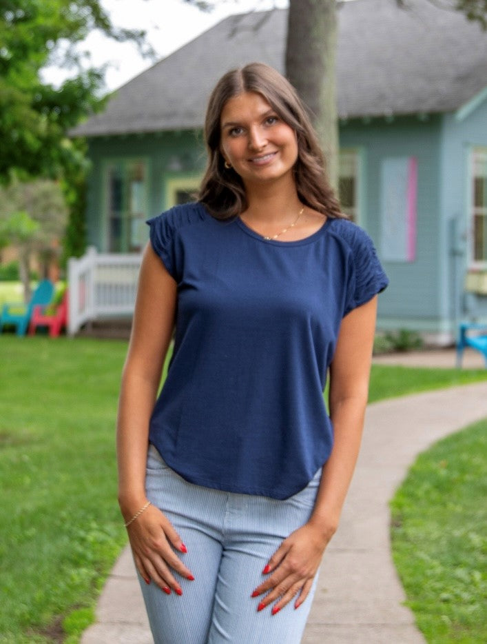 Dark Navy Scoop Neck Top