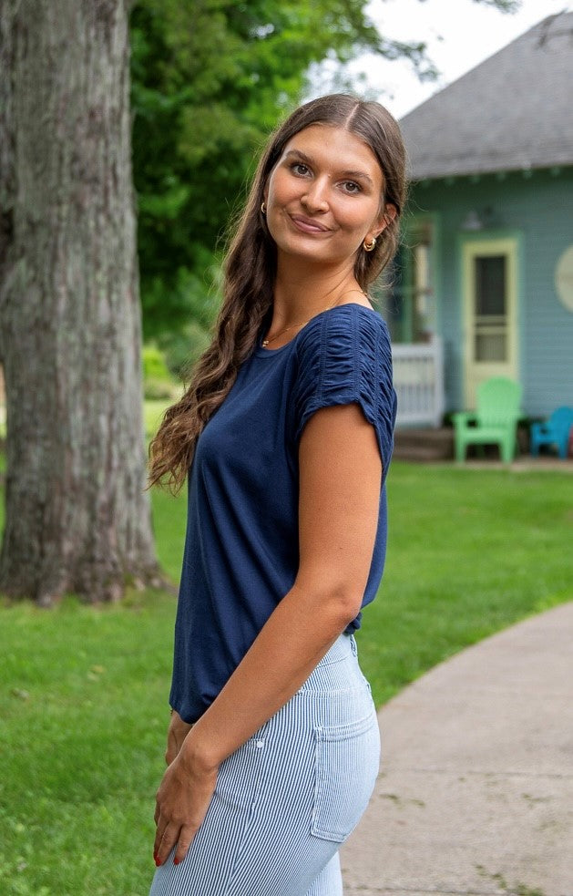 Dark Navy Scoop Neck Top