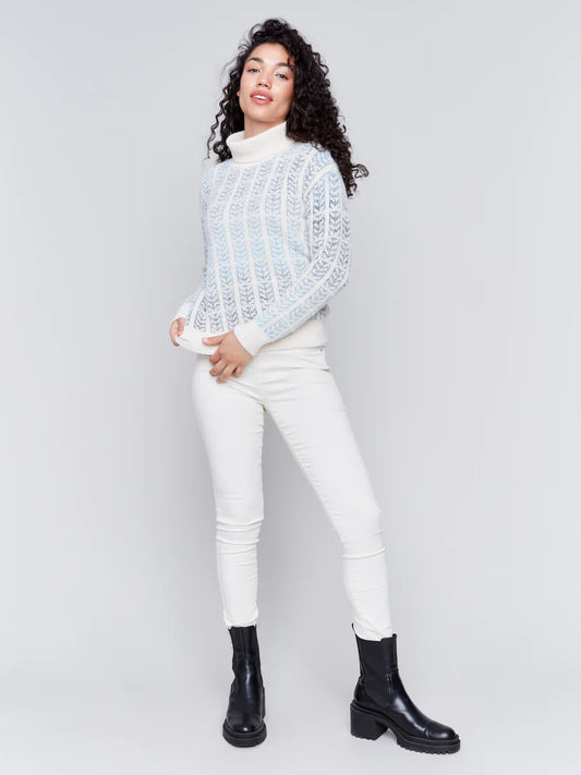 Ombre Jacquard Turtle Neck Sweater