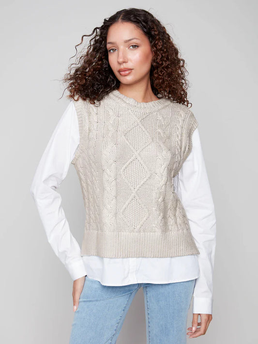 Cable Knit Vest Fooler