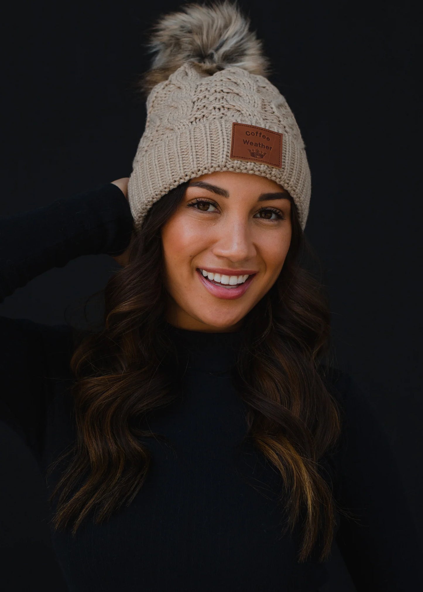 Coffee Weather -Tan Knit Pom Hat