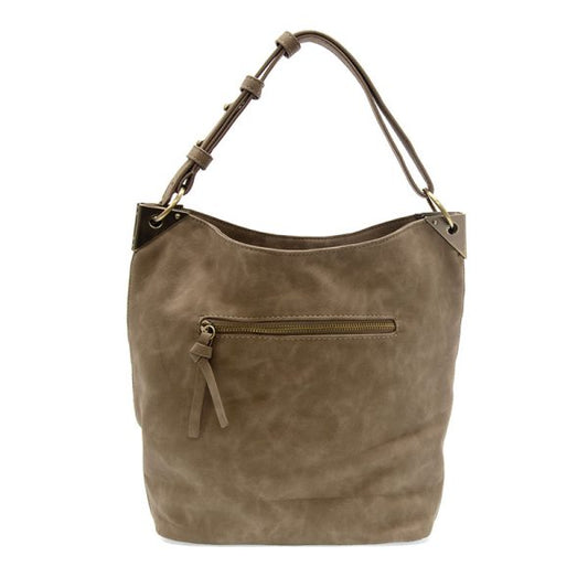 Darcy Zip Front Pocket Bucket Bag - Taupe