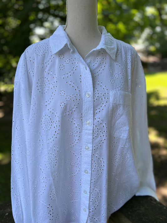 Eyelet Button Down Shirt