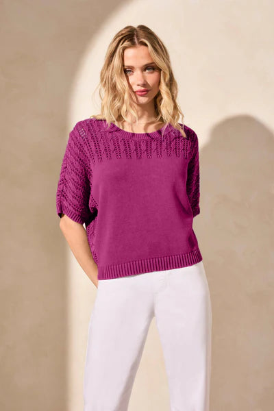 Fancy Stitch Short Sleeve Sweater