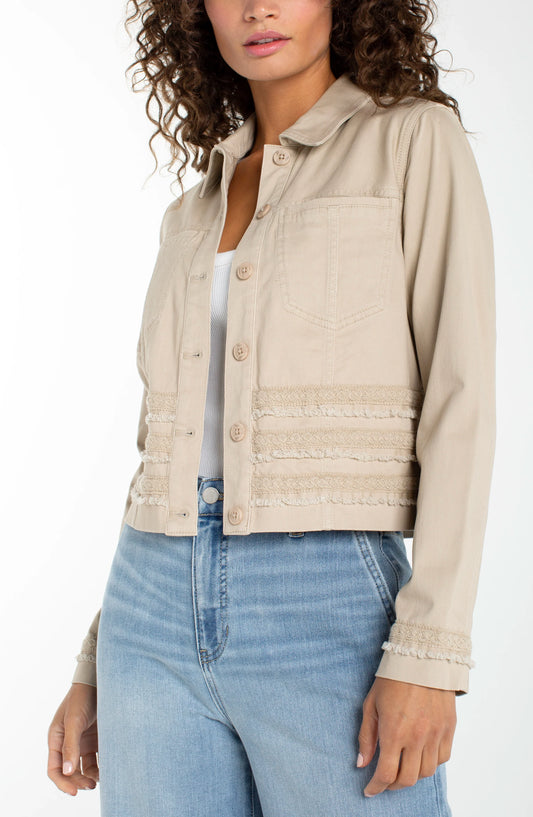 Trucker Jacket w/Fray & Lace