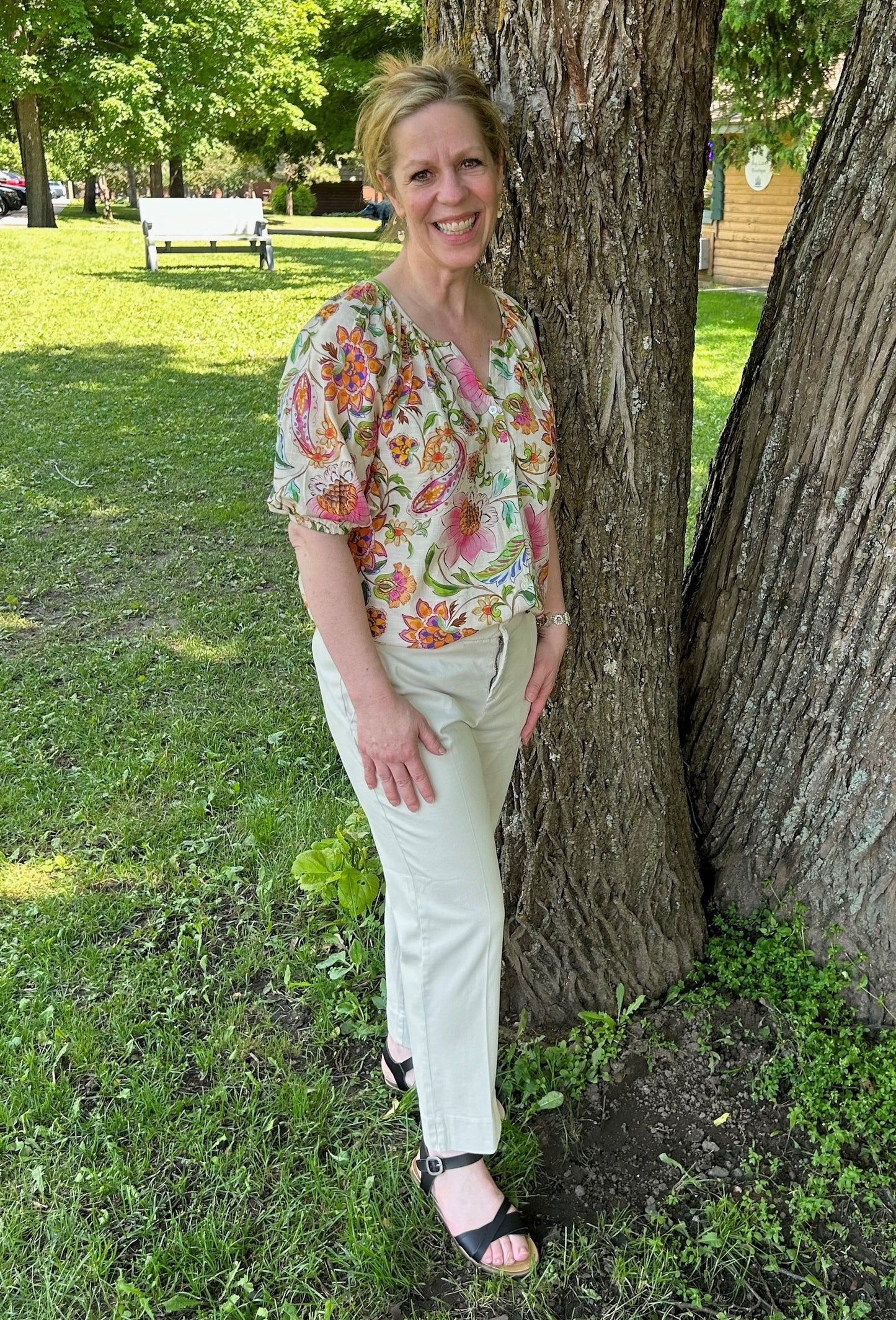 Pink Multi Short Sleeve Blouse