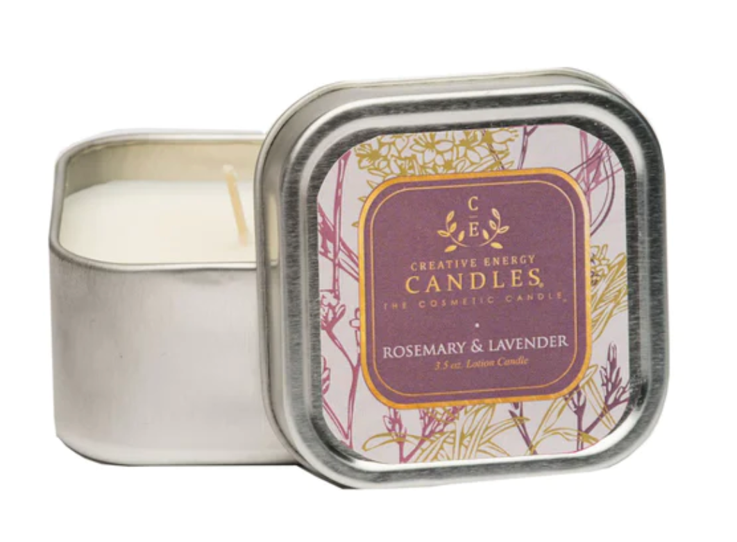Rosemary &amp; Lavender Soy Lotion Candle - Travel Tin 3.5 oz.