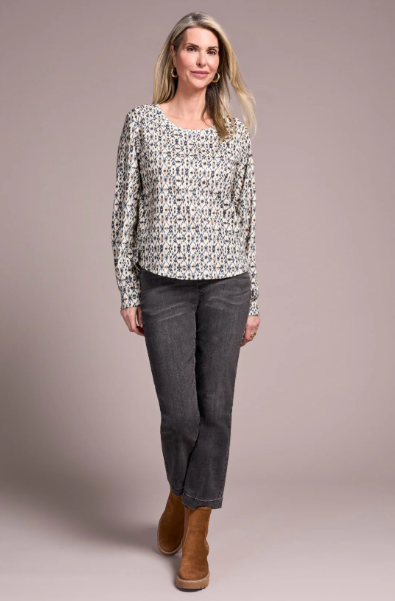 Longsleeve Crew Neck Top with Shirttail