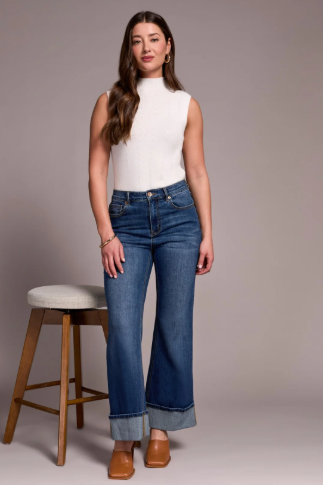 Brooke Palazzo Jeans w/Cuffs