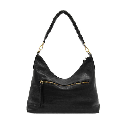 Selene Slouchy Hobo Bag with Braided Handle - Black