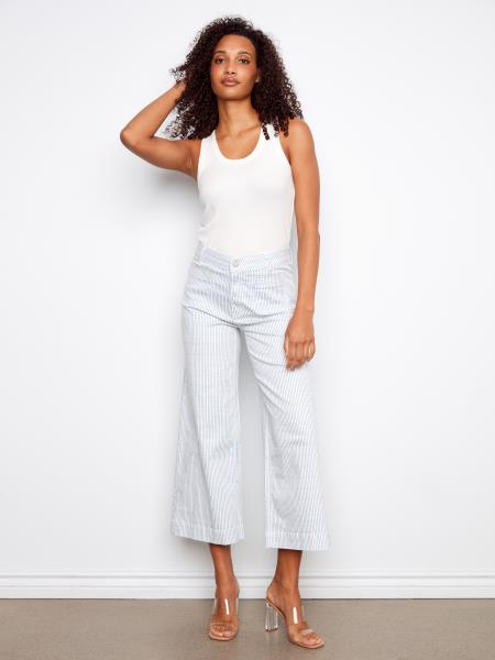 Striped Cropped Flare Pants