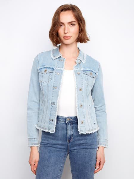 Frayed Edge Stretch Denim Jacket