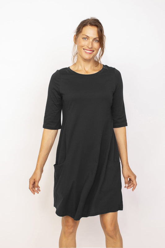 Cotton Pebble Artist Dress - Black