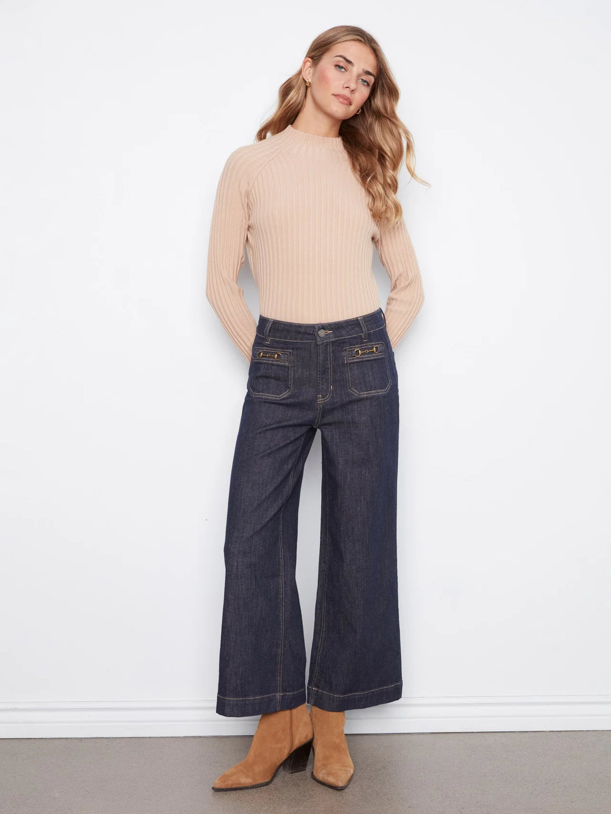 Cropped Wide Leg w/Horsebit Detail